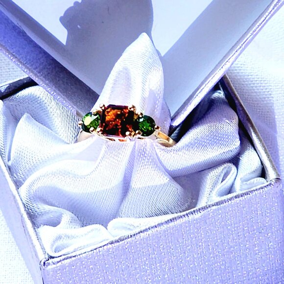 STUNNING Cherry Citrine and Chrome Diopside Silver Ring  1.50 ctw. - NWT - Picture 6 of 8
